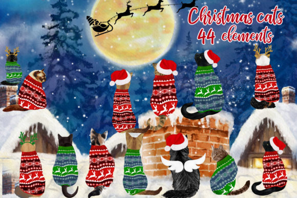 Christmas Cats Clipart: Roof-Top Feline Review