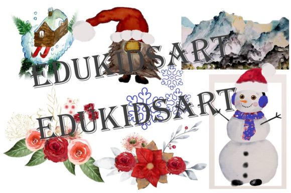 Christmas Clipart Handpaintedwatercolour Illustrations