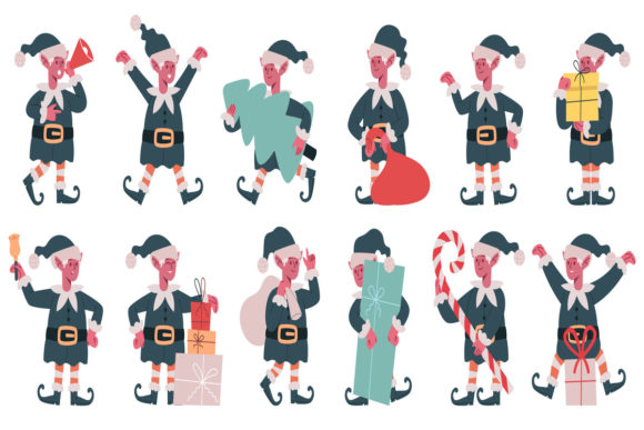 Christmas Elf Characters: Festive Illustrations for Crafters