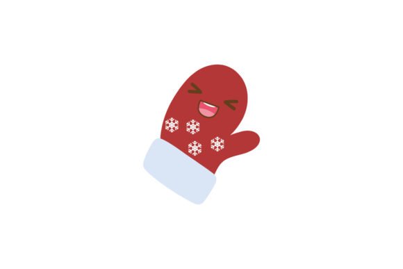 Christmas Gloves Cute Kawaii Red Vector Illustrations
