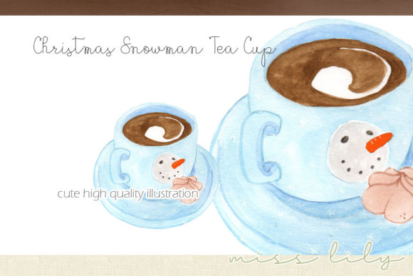 Christmas Hot Chocolate Snowman Tea Cup Illustrations Review