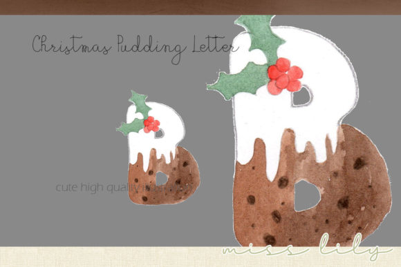 Christmas Pudding Letter B: Festive Illustrations for Design