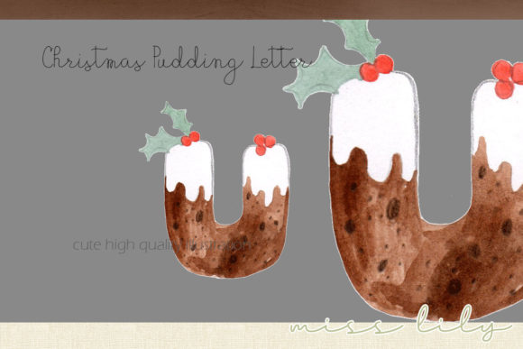 Christmas Pudding Letter U: Festive Illustrations for Blogs