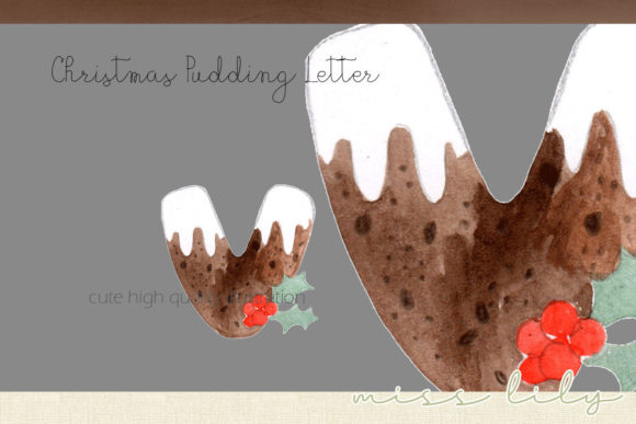 Christmas Pudding Letter V: Festive Illustrations