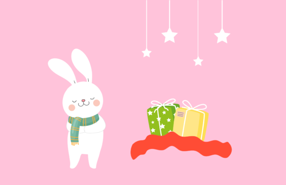 Christmas Rabbit Illustration White: Fresh Illustrations