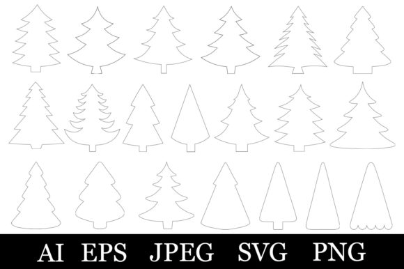 Christmas Tree Coloring Graphics SVG: Fresh Illustrations