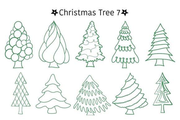 Christmas Tree Set 7: Festive Illustrations for Crafters