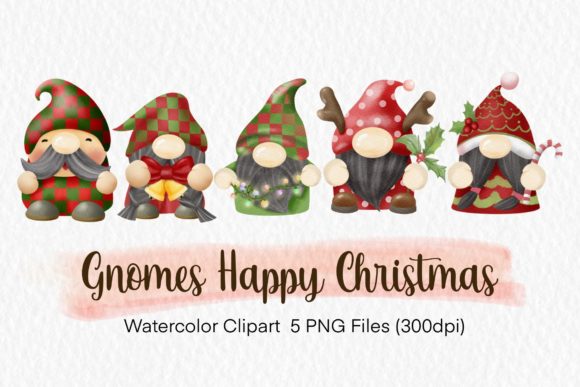 Gnome Christmas Watercolor Clipart Png: Festive Illustrations