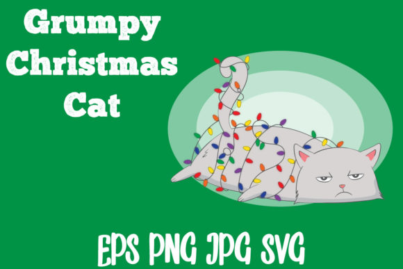 Grumpy Cat with Christmas Lights: Festive Illustrations