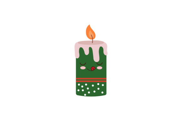 Kawaii Candle Christmas Decoration Green Illustrations Review