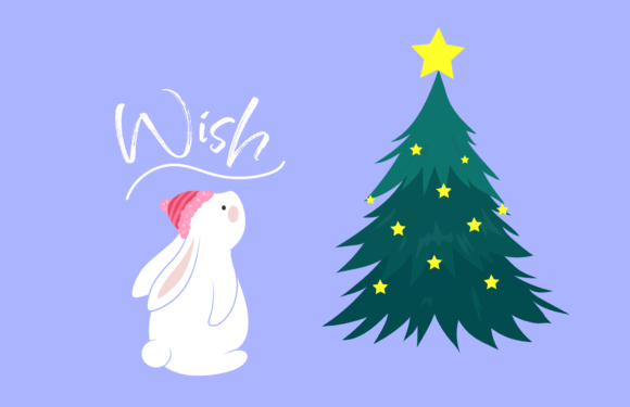 Merry Christmas Rabbit Illustration: Festive Design