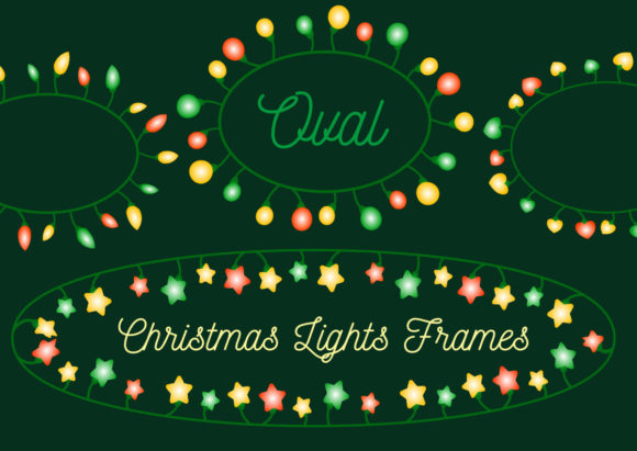 Oval Christmas Lights Frame PNG: Festive Illustrations