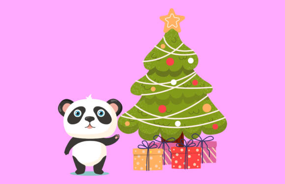 Panda Christmas Design Illustration for Festive Branding