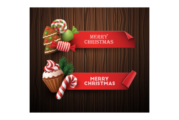 Pretty Christmas Banner: Festive Illustrations for Crafts