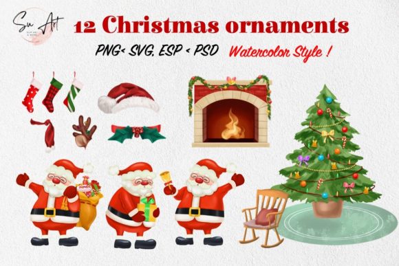 Review: Christmas Tree Santa Ornaments Illustrations
