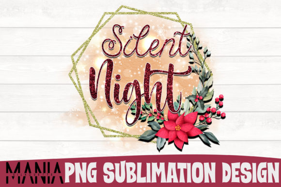 Silent Night Christmas Quote Sublimation: Illustrations