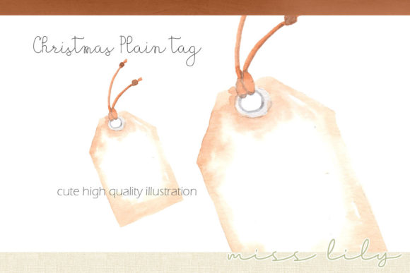 Watercolor Christmas Plain Tag: Festive Illustrations