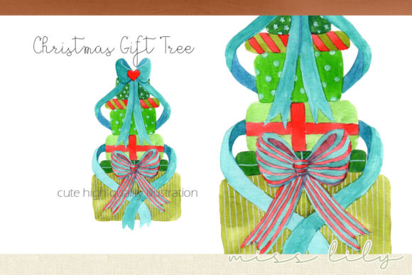 Watercolor Gift Christmas Tree Illustrations Review