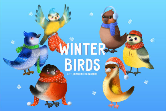 Winter Birds Christmas Art: Fresh Illustrations